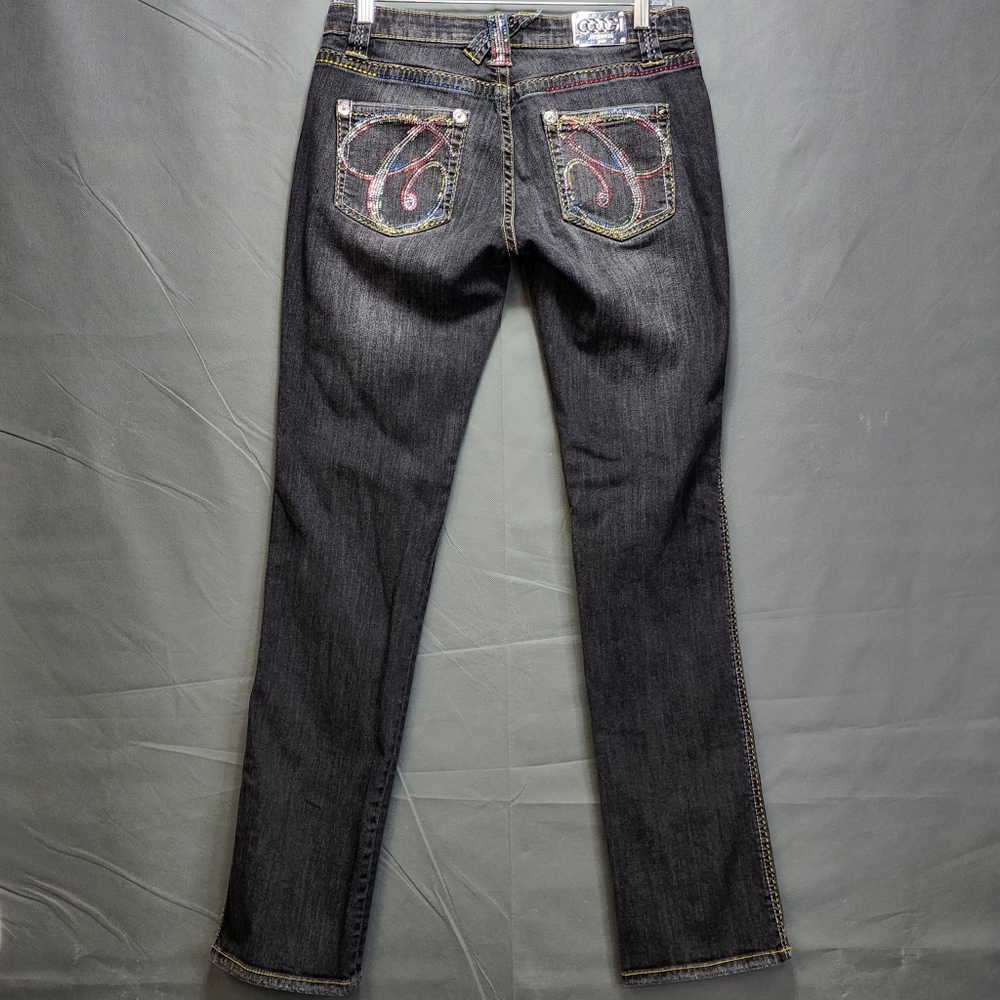 Coogi Jeans Juniors 7 Women's 8 Black Bootcut Embroidered Low Rise Denim Bling